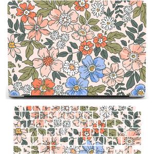 MacBook Air 13 Inch Laptop Case (2010-2017) - Compatible With Model A1466 A1369, Hard Shell Cover & Keyboard Skin - Pink Flower