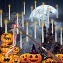 Halloween Decorations, 20 PCs Floating Candles with Wand, Magic Hanging Candles, Flickering Warm Light Flameless Floating LED Candle with Wand Remote, Battery Operated Taper Candle Set for Theme Party