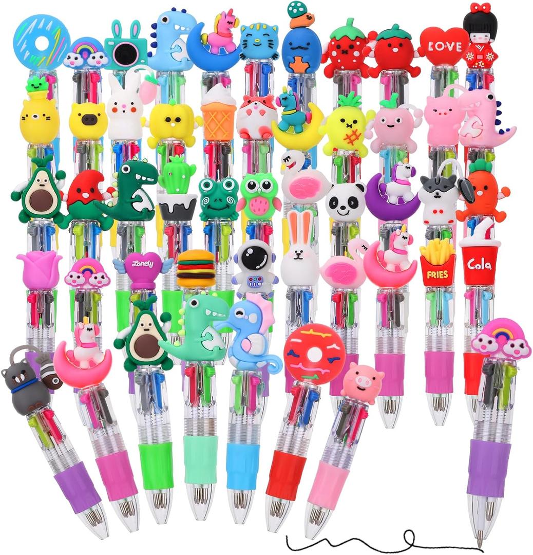 BESARME 48 Packs Multicolor Pen in One, 4-in-1 Fun Pens for Kids Cute Pens Bulk End of Year Gifts for Students Elementary Graduation Gift Prize Gifts for Class Party Favors Goodie Bags Stuffers