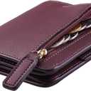 Toughergun Womens Small Slim Leather Wallet with RFID Protection, Compact Bifold Mini Purse with Clear ID Window (12 ReNapa Red Wine)