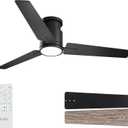 CJOY Ceiling Fan with Lights, 52 Inch Low Profile Ceiling Fans with Light and Remote, Reversible DC, Flush Mount, 3CCTDimmable, Modern Indoor/Outdoor Design for Bedroom, Living Room, Patio, Kitchen (Black)