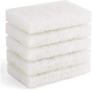 Non-Scratch Nylon scrubbing pad Replacement Scrubber, White 5 Pack 5.5 * 3.15 inch