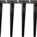 Straight Furniture Table Legs 16 Inch, Round Tapered Metal Furniture Legs Black, Modern Dresser Cabinet Sofa Support Feet Replacement, Set of 4