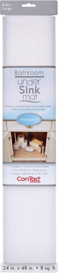 Con-Tact Waterproof Protective Liner for Under Kitchen Sink, Bathroom, Laundry Room Non-Adhesive Undersink and Vanity Mat, 24" x 48", Clear, 14.5"W x 68.6"L