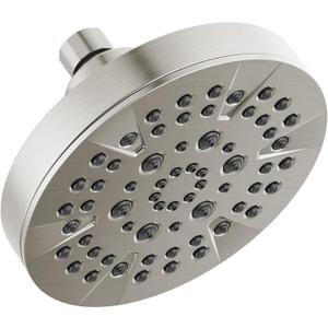 Delta 6-Setting Brushed Nickel Shower Head with High Pressure Spray, 6 Inch Round Shower Head, Showerheads, 1.75 GPM Flow Rate, Stainless 52535-SS
