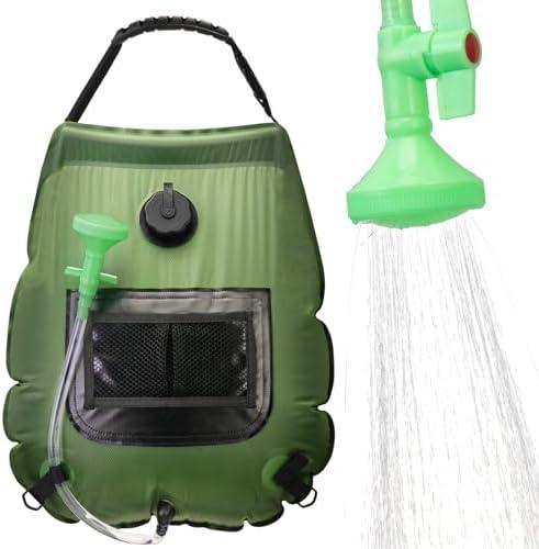 FENSAN Solar Portable Shower Bag, 5 Gal/20L Solar Heating Outdoor Camping Shower Bag with On-Off Switchable Shower Head&Removable Hose Suitable for Camping, Hiking, Travel, Beach Swimming