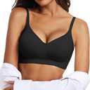 OEAK Womens Wireless Bras Comfortable Push Up Bra No Underwire Bra Full Support Lift Bralette Everyday Seamless Tshirt Bras (Black, Large)