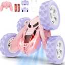 cosone Pink Purple RC Stunt Car for Kids | 360 Rotating Tricks, Double-Sided Driving, LED Lights, USB-C Rechargeable Battery, One-Click Demo