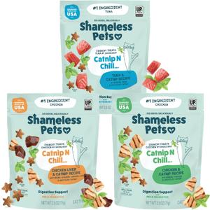 Shameless Pets Crunchy Cat Treats - Kitty Treats for Cats with Digestive Support, Natural Ingredients for Kittens, Healthy Flavored Feline Snacks - Variety Pack, 3-Pk (2.5 Ounce (Pack of 3))