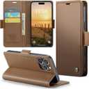 for iPhone 16 Pro Max Case, Premium PU Leather Wallet Case Flip Cover with [RFID Blocking][Card Holder][Stand Function] Shockproof Protective for iPhone 16 Pro Max 6.9", Brown