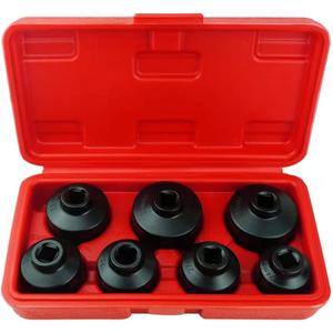 Oil Filter Socket Set Includes 24mm,27mm,29mm,30mm,32mm,36mm,38mm. 7-Piece Oil Filter Wrench Set for Mercedes Benz, VW, BMW, Oil Change Tool (Black)