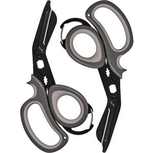 MEUUT 2 PCS All Purpose Scissor 7.5in Multi-Purpose Utility Scissors for Kitchen, Crafts, Camp, Emergency & Industrial Use Heavy Duty Stainless Steel with Micro-Serrated Blade for Left and Right Hand (Grey+grey)