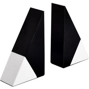 Juvale Marble Bookends - 1.8 x 3.8 x 6 in, Black & White, Set of 2 - Modern Decorative Stone Bookends for Shelves & Heavy Books