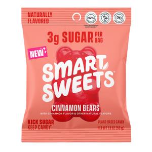 SmartSweets Cinnamon Bears Gummy Candy: 1.8oz (Pack of 14), Gummy Candy with Low Sugar, Low Calorie, No Artificial Sweeteners, Plant-Based, Gluten-Free, Healthy Snack for Kids & Adults, 05/07/2026