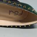 FSJ Women Bridal Pointed Toe Chunky High Heel Crystal Pumps Slip on Wedding Thick Comfort Shoe Size 7.5 Green Gradient