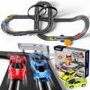 Slot Car Race Track Sets for Boys Kids,Battery or Electric Race Car Track with 4 High-Speed Slot Cars and 2 Hand Controllers,Dual Racing Game Lap Counter Circular Overpass Track Toys Age 6 7 8-12