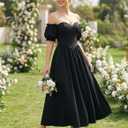 Scarlet Darkness Women Off Shoulder Corset Dress Sweetheart Fishboned Puff Sleeve Renaissance Dress (Black, M)
