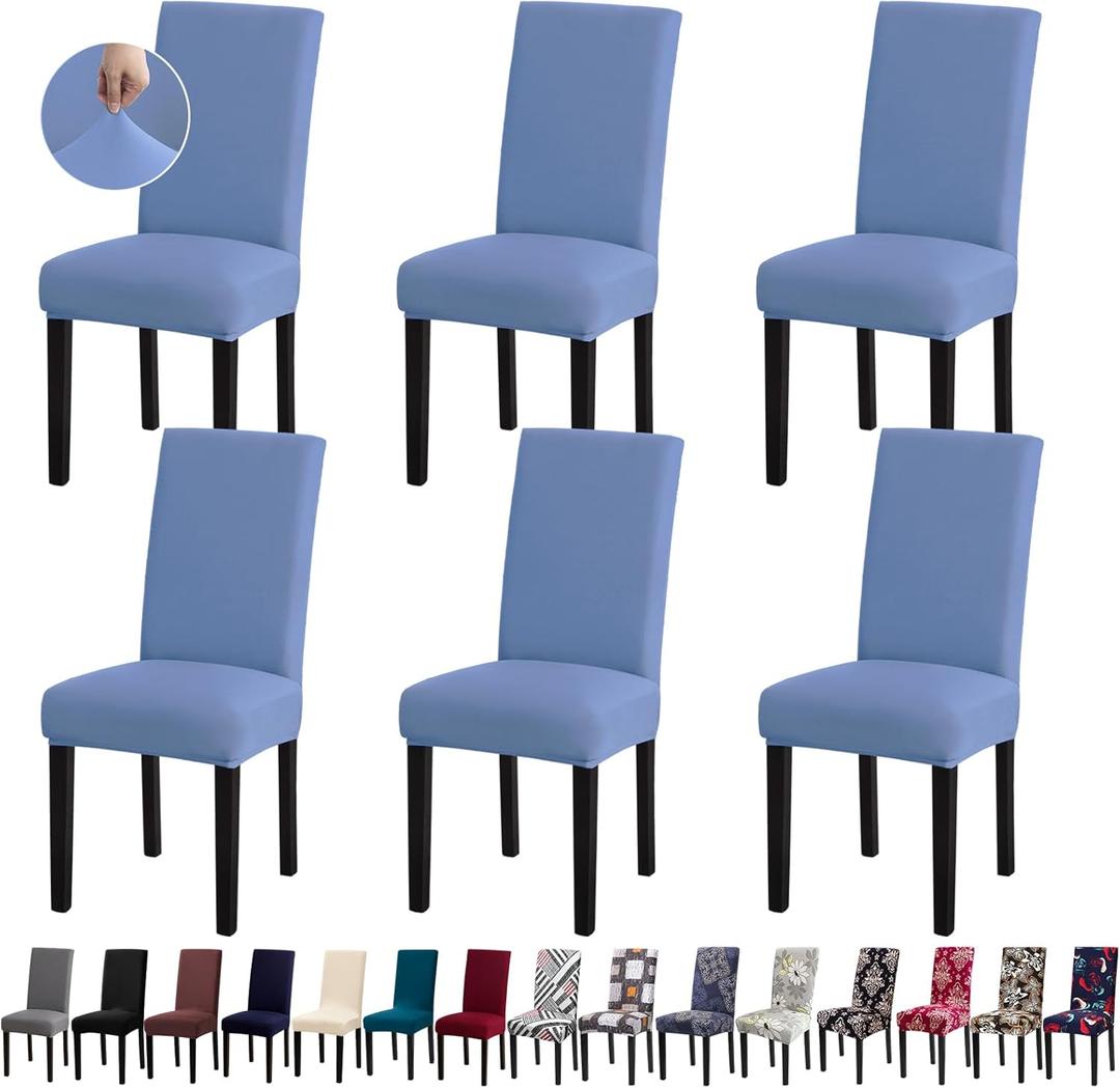 Fafua Chair Covers, Stretch Kitchen Chair Covers/Dining Room Chair Covers Set of 6, Removable Washable Dining Chair Slipcovers for Home, Hotel, Banquet