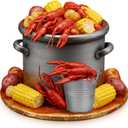 Gemscream 13 Pcs Crawfish Boil Party Supplies Fake Crawfish Party Decorations Lobster Cake Toppers Plastic Crayfish Potato Corn Metal Pail for Lobster Theme Birthday Festival Potluck