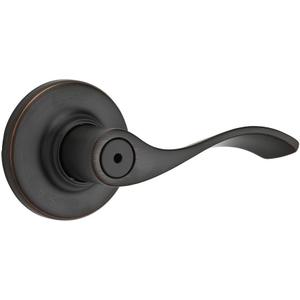 Kwikset Balboa Interior Privacy Door Handle with Lock, Door Lever for Bathroom and Bedroom, Venetian Bronze Reversible Keyless Turn Lock, with Microban Protection