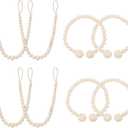 KLOGTSIND Wood Bead Curtain Tiebacks, 8 Pack Curtain Tie Backs for Curtains, Boho Farmhouse Curtain Tie Backs for Home Office Room Decor