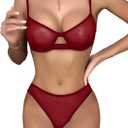 Lilosy Sexy Mesh Sheer Underwire Push Up Lingerie Set Lingerie Set S