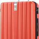 Hanke 24 Inch Luggage Suitcases With Spinner Wheels Lightweight PC Hard Shell Rolling Suitcase With Travel Lock, Checked-Medium 24-Inch (Orange）