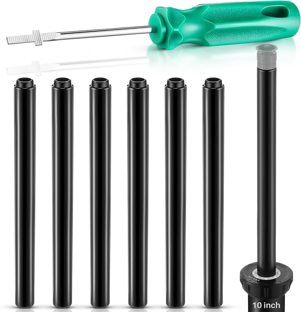 10" Popup Riser Extensions Compatible with Rain Bird 1800, Sprinkler Head Riser Extender with RotorTool Screwdriver Fits 1/2 Male/Female, Garden Lawn Irrigation Spray Head Upgrade, 7 Set