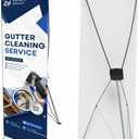 Small X Banner Stand, 24 x 63 Inches, Aluminum Tripod Base With Fiberglass Poles, Carrying Case