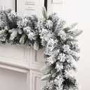 6 FT Snow Flocked Christmas Garland, Artificial Snow Flocked Christmas Decorations, White Winter Frosted Holiday Pine Wreath, Flexible PVC Garland for Mantel, Front Door, Window