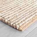 FRELISH DECOR Wool and Jute Premium Handwoven Chunky Stripes Rug - Contemporary Area Rug for Living Room Bedroom (6' x 9' - Natural Ivory)