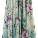 CHICWISH Women's Floral Watercolor Flower Maxi Floral Chiffon Slip Skirt (Medium-Large, Green)