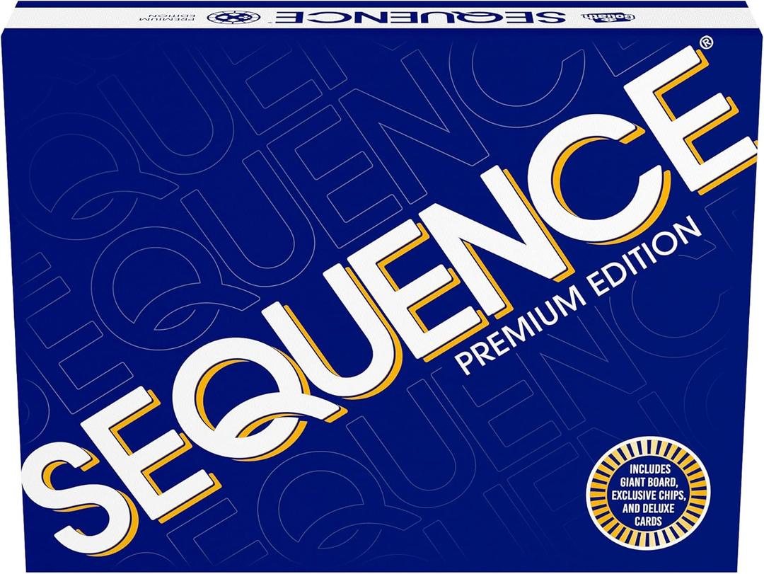 Sequence Premium Edition - Stunning Set with Giant Board (20.25 x 26.25 inches), Exclusive Chips and Deluxe Cards by Goliath, Blue, for Ages 7+