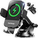 CHGeek Wireless Charger Phone Holders for Your Car, 15W Fast Charging Car Phone Holder Mount, Auto Clamping Truck Cradle Phone Mount for Car, Windshield Dashboard Air Vent Holder (Black)