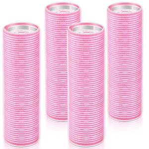 WILLBOND 4 Pcs Long Hair Rollers for Bangs Aluminum Core Curlers Thermal Self Grip Roller for Long and Medium Hair Women Hairstyle(4.1 x 1.2 Inch,Light Pink)