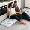 KIMODE Kitchen Mats for Floor, Abstract Kitchen Rugs Sets of 2, Anti Fatigue Mats for Kitchen Floor, Cushioned Comfort Kitchen Floor Mats for Sink Laundry Desk Multi-Blue 17"x59"+17"x29"