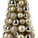 Christmas Ball Tree Shatterproof 94 Balls Xmas Mini Balls Ornaments for Indoor Tabletop Mantel Birthday Wedding Party Decor, Champagne