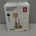 Baby Bottle Brush Kit with Push-Press Bubble and Drying Rack for Bottle Cleaning, Bendable Bottle Cleaner Brush for Baby Bottles, Breast Pumps, Nipples, Straws and More. Perfect for Home&Travel (Pink) (Beige)