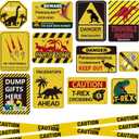 13 pcs Dinosaur Birthday Party Supplies, Party Decorations for Boys Kid Birthday Baby Shower, 11.8 inch Theme Wall Decor Signs With Yellow Caution Tape