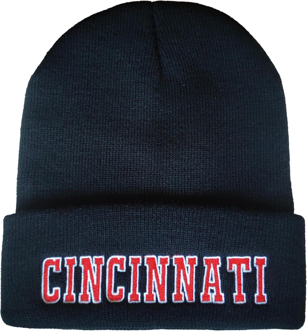 Football Fans Embroidered Beanie Knit Hat for Men Women Winter Hat (Black)