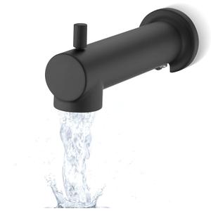 Slip on Extra Long Tub Spout with Diverter Universal Tub Diverter Spout for 1/2" Copper Water Pipe, Matte Black