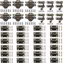 36 Sets Retro Jewelry Box Hinges and Latches Hooks, Small Latches Hinges for Wooden Boxes Hardware, Antique Cabinet Furniture Hinges Hasp Clasp - Bronze Tone (36pcs)