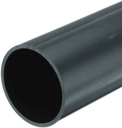MECCANIXITY 3 Inch PVC Rigid Tube Round Pipe Tubing Hardware Tubing 69.4mm ID 76mm OD 20cm/8" Length Dark Grey High Impact for Water Pipe, Crafts