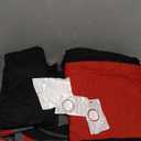 Sinmoe 17 Pcs Car Seat Covers Full Set, Steering Wheel Cover Center Console Pad Armrest Safety Belt Seatbelt Cup Mats Emblem Ring Sticker Accessories Set (Black, Red)