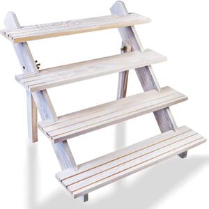 Vintage White Display Riser, Earring Display Stands, Showcase Cascading Merchandise Organizer Tray Vendor Display Supplies for Tabletop Shows Solid Wood (4tier)