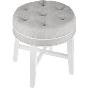 Hillsdale, Sophia Round Tufted Wood and Upholstered Backless Vanity Stool for Makeup Room or Bathroom, Gray (Grey)