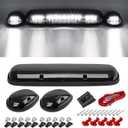 Partsam 3pcs Smoke Cover Lens White 30 LED Cab Marker Roof Running Top Lights Assembly + Wire Pack Compatible with Silverado/Sierra 1500 1500HD 2500 2500HD 3500 2002-2007 Truck (Smoke Lens/White Light)