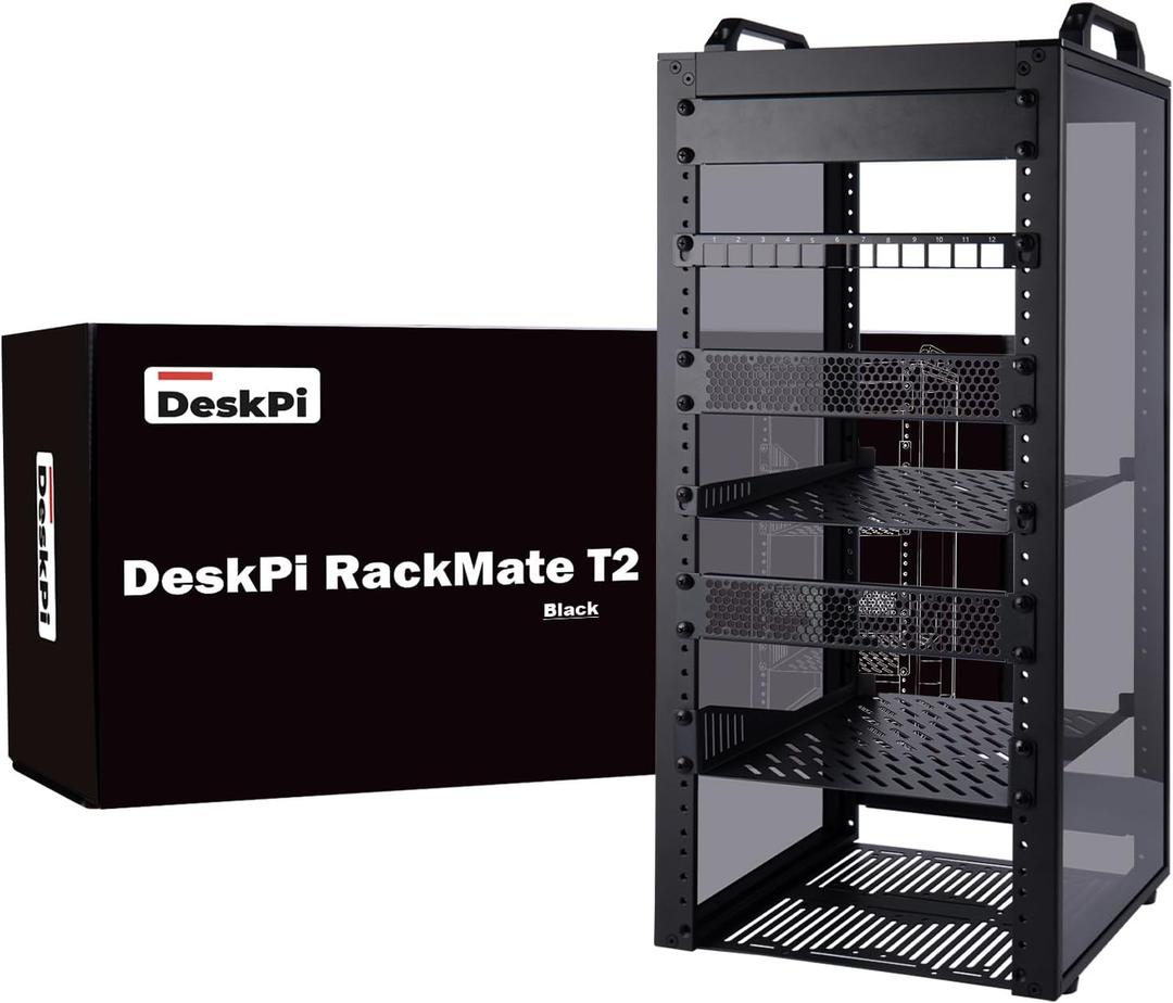 GeeekPi 12U Server Cabinet, 10 inch Server Rack for Network, Servers, Audio, and Video Equipment, DeskPi RackMate T2 Rackmount, 10.23 inch Depth, 21 x 10 x 10.23 Inches