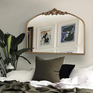 WAMIRRO Arched Mirror,Gold Traditional Vintage Ornate Baroque Mirror,Antique Brass Mirrors for Entryway/Fireplace/Living Room/Hallway/Bathroom.36 X30 Gold