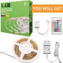 RGB LED Strip Lights for Bedroom, 8ft Color Changing LED Light Strip with Remote Control and PU Coating for Home Decor, Kitchen, Dorm Room, Party, Festival, ETL Listed